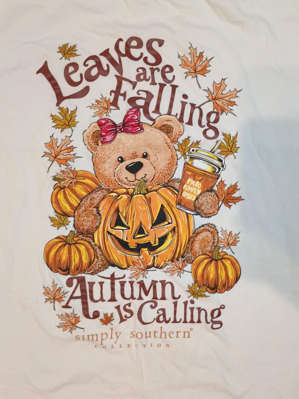 Simply Southern/T-Shirt/Womens XL/Cream/Fall Pumpkin Graphic Cottagecore Autumn
